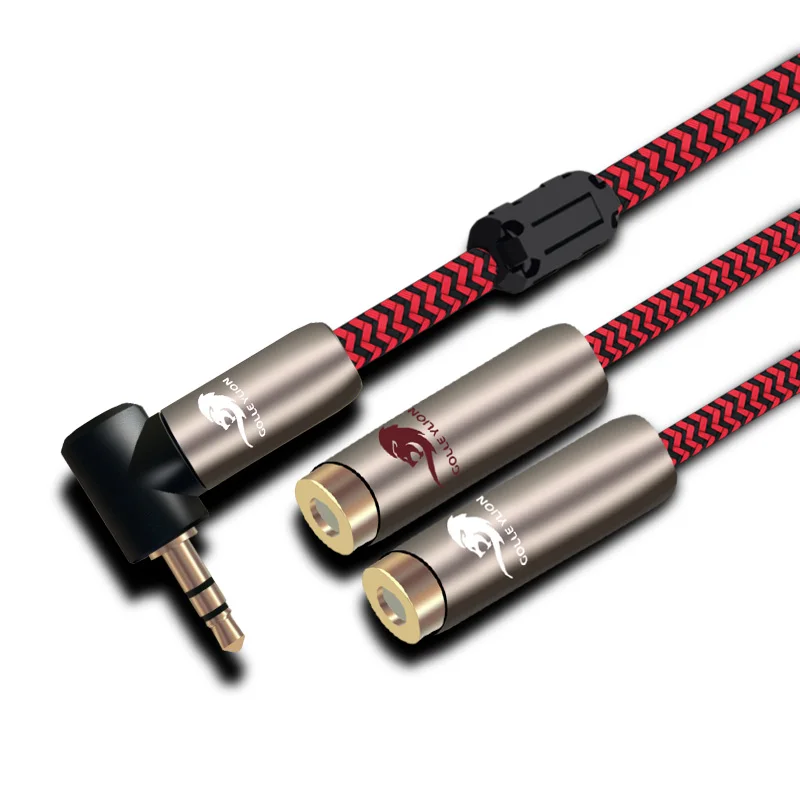 Hi Fi аудио кабель с углом 3 5 мм штекер на двойной RCA разъем для ПК мобильных