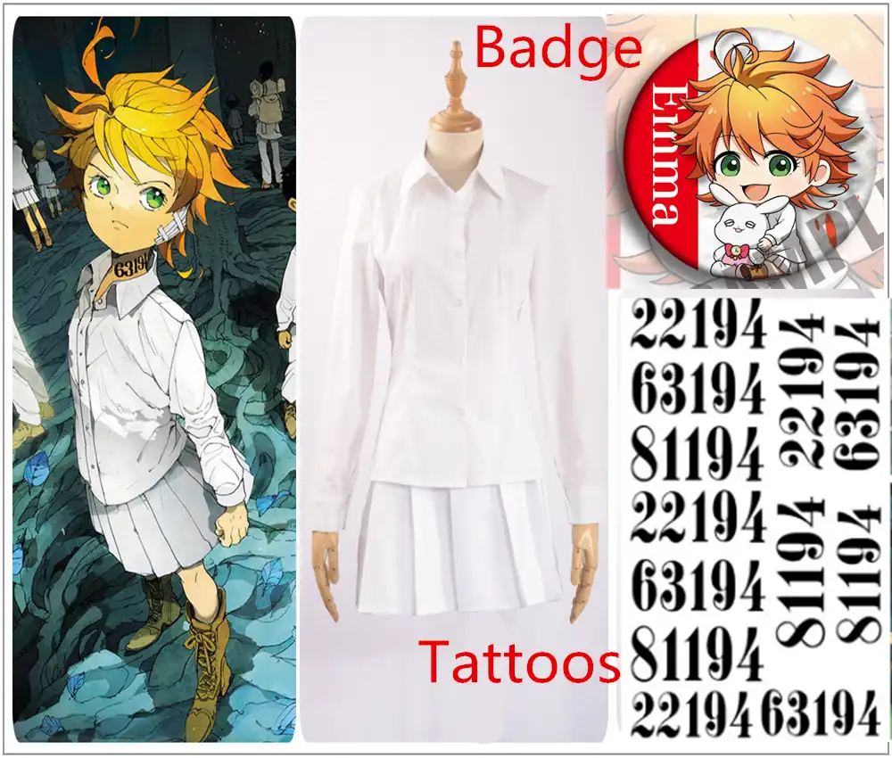 Anime The Promised Neverland Phil Gilda Don Ray Norman Emma Cosplay Costume Printed T Shirt Long 