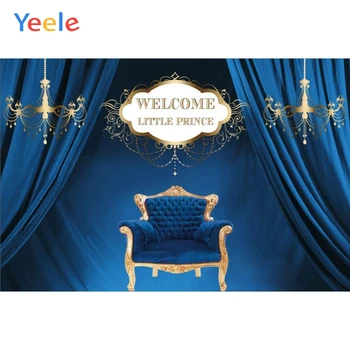 

Yeele Blue Curtain Chair Chandelier Boy Birthday Party Photography Backdrops Children Photographic Backgrounds For Photo Studio