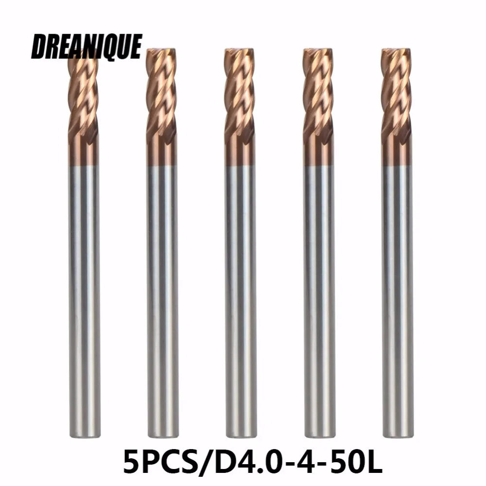 

5PC/D4-4-50 Carbide End Mill Diameter 4mm ,Four Flute Router Bit Set End Mills Tungsten Steel Milling Cutter HRC 55 CNC Tools