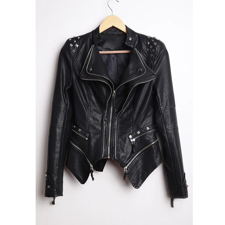 Oversized Punk Womens Denim Tuxedo Jacket 2015 Autumn Rivet Long Sleeve
