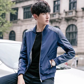 

Men fall new baseball uniform collar youth slim bark jacket