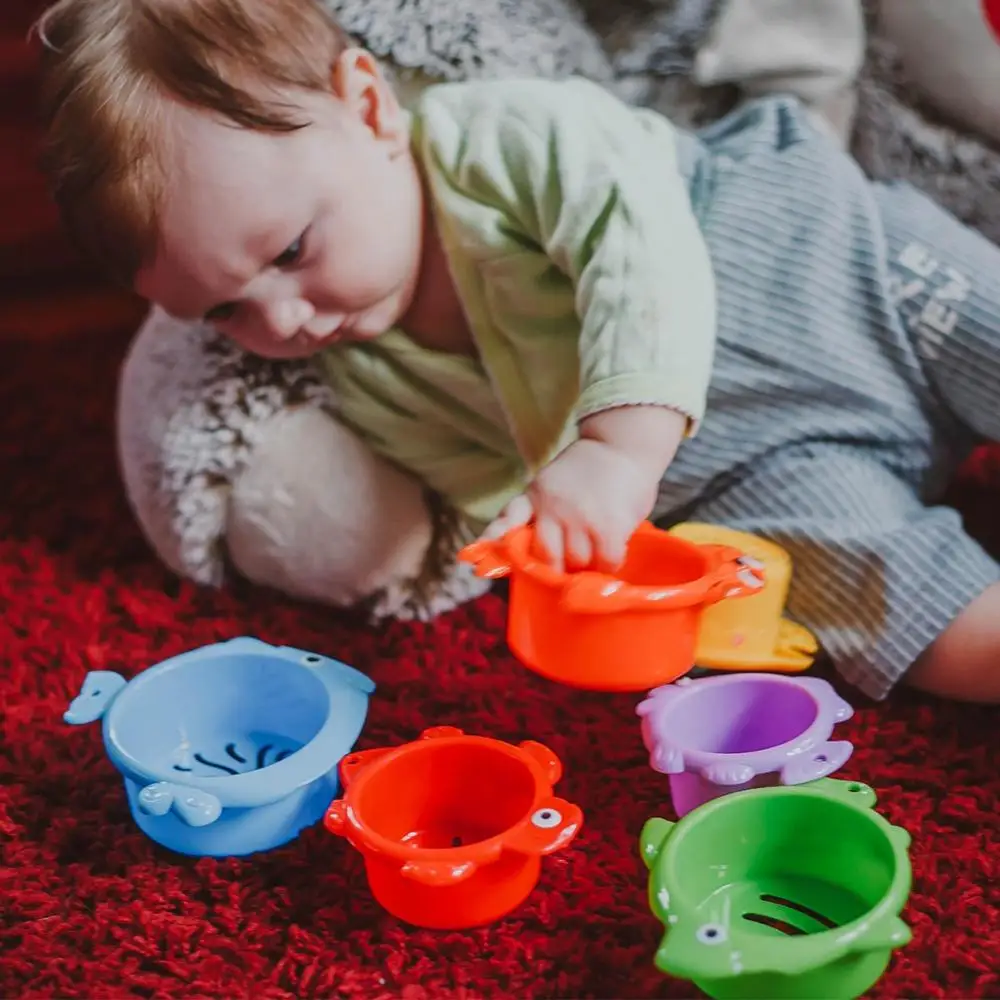 6 قطعة مجموعة كومة كوب الطفل حمام لعبة طفل الحمام التعليم لعبة الماء الطفل الصبي فتاة 1 إلى 3 طفل حوض الاستحمام رغوة الشاطئ السباحة بركة