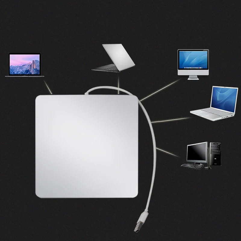 Внешний слот в CD DVD привод USB 2,0 Тонкий Портативный DVD+/-RW записывающая горелка реписатель для Macbook Pro ноутбук Настольный доступ