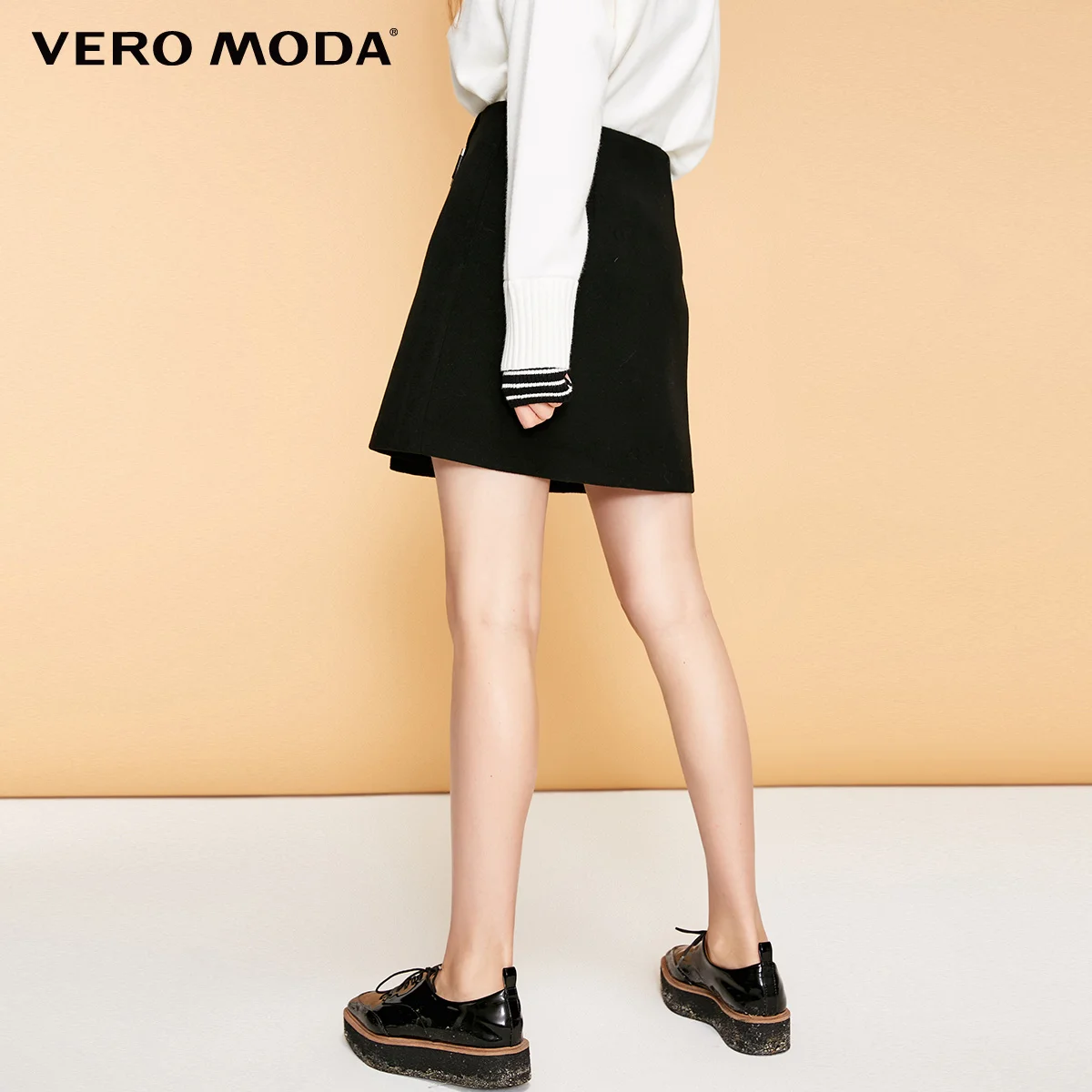 Vero Moda юбка женская Новая женская однотонная Пряжка металлические пуговицы Мини Короткая юбка | 318416519