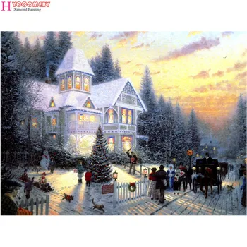 

5d DIY round Diamond Painting full square Cross Stitch Winter snow scene Diamcond Embroidery Diamonds Decorative gift