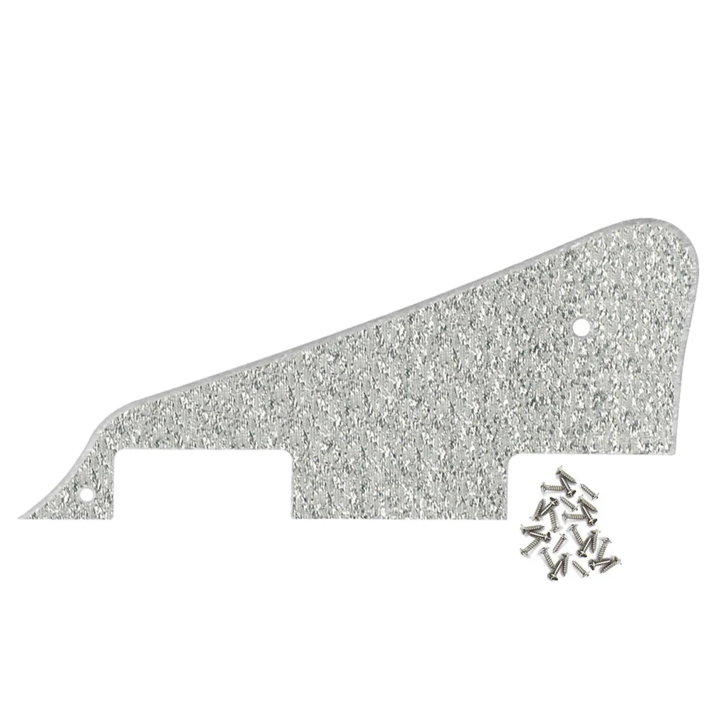 FLEOR 1Ply Electric Guitar Pickguard Scratch Plate w/ Screws for LP Style Sparkle Silver Color | Спорт и развлечения