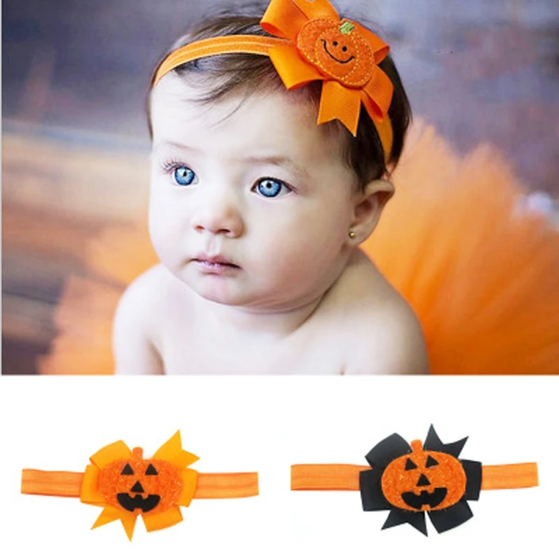 

Halloween Baby Girl Hair Bows Headbands Toddler Infant Children Elastic Headwear