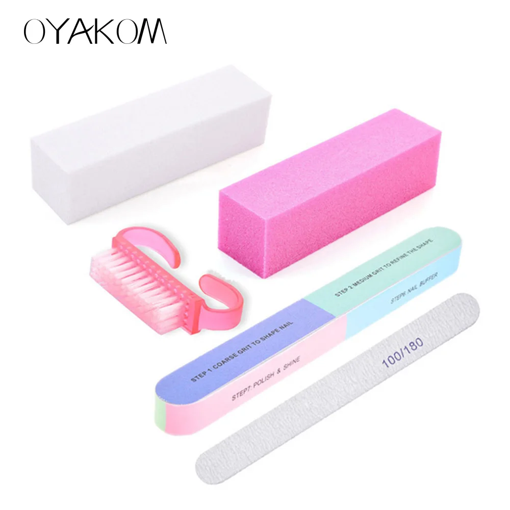 

OYAKOM 5Pcs/Set Nail Files Brush Sanding Buffer Manicure Tool Nail Art Files Sanding File UV Gel Polish Nail Accessoires Tools