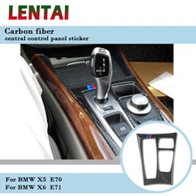 LENTAI автомобильный Стайлинг из углеродного волокна, аксессуары для интерьера, Центральная шестерня, панель, наклейки для BMW E70 E71 X5 X6, 2008-2013 м, производительность