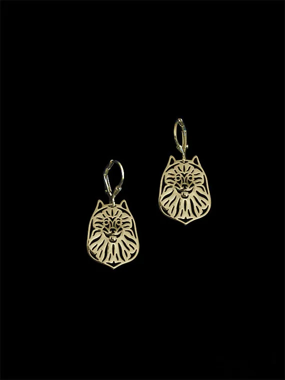 

Trendy cute Keeshond drop earrings plated silver plated wholesale earrings women fashion jewelry