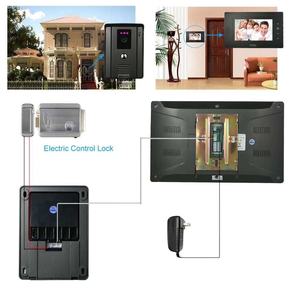 KKmoon 7 ''проводной видеодомофон с визуальным двухсторонним аудио домофон IR-CUT ночного видения непромокаемые дистанционного разблокировки видео дверной телефон