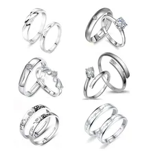 Любовь открытый Кристалл кольцо набор для женщин мужчин девочек нержавеющая сталь свадебные пара Регулируемые кольца вечерние обручальные ювелирные изделия