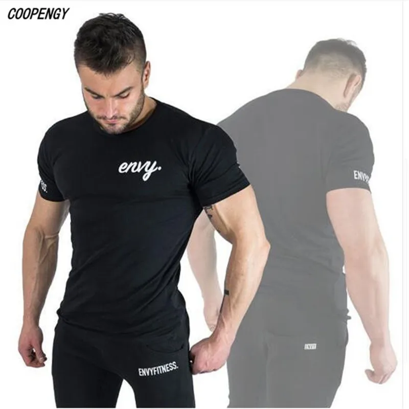 COOPENGY 2018 модные FitnessNew футболки мужские с коротким рукавом Весна Лето o образным