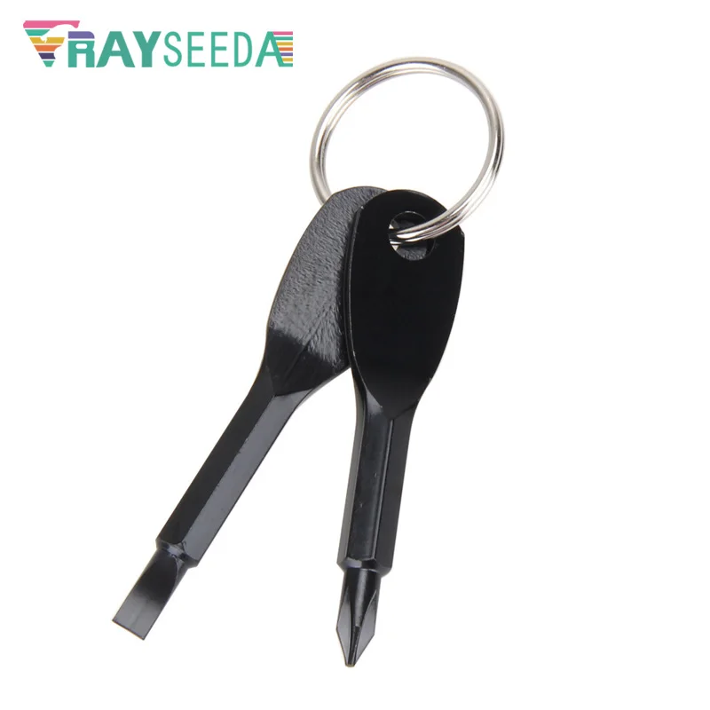 Rayseeda جيب المفاتيح عبر مفك مشقوق مفكات البسيطة المحمولة في الهواء الطلق EDC أداة متعددة الوظائف مفك والعتاد