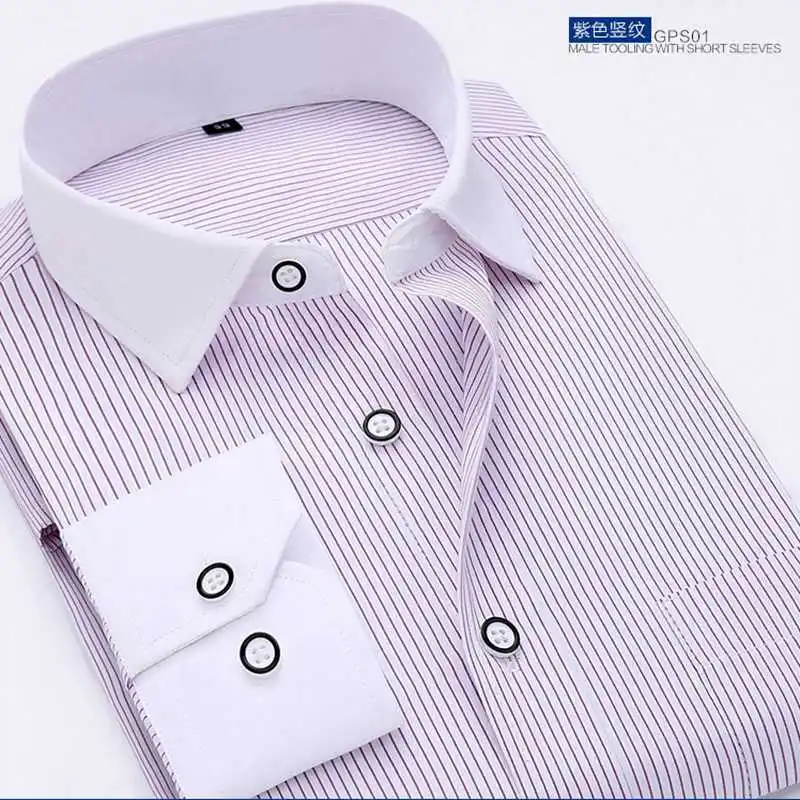  7XL striped men office long sleeve shirt cotton winter larger size business 8XL 10XL work shirts 13