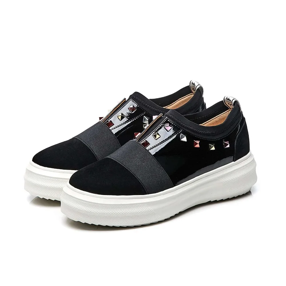 Estilo De Natural Chica Cuero Del Llegada Nueva Joven Redondo Negro Caliente Vichelo rosado Zapatos L71 Conciso Dedo Remaches Pie Fondo Diario Vulcanizados A67tSqXnW