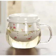 300 мл современный дизайн кухонная посуда для питья Китай стеклянный чайник со съемным фарфором заварки цветущие и свободные листья Стеклянные Чайники