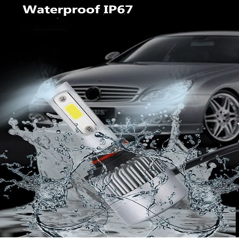 

2pcs LED 4300K C6 H4 H7led H1 COB LED Headlight Bulbs H11 H13 12V 9005 9006 H3 9004 9007 9012 72W 8000LM Car LED lamp 6500K