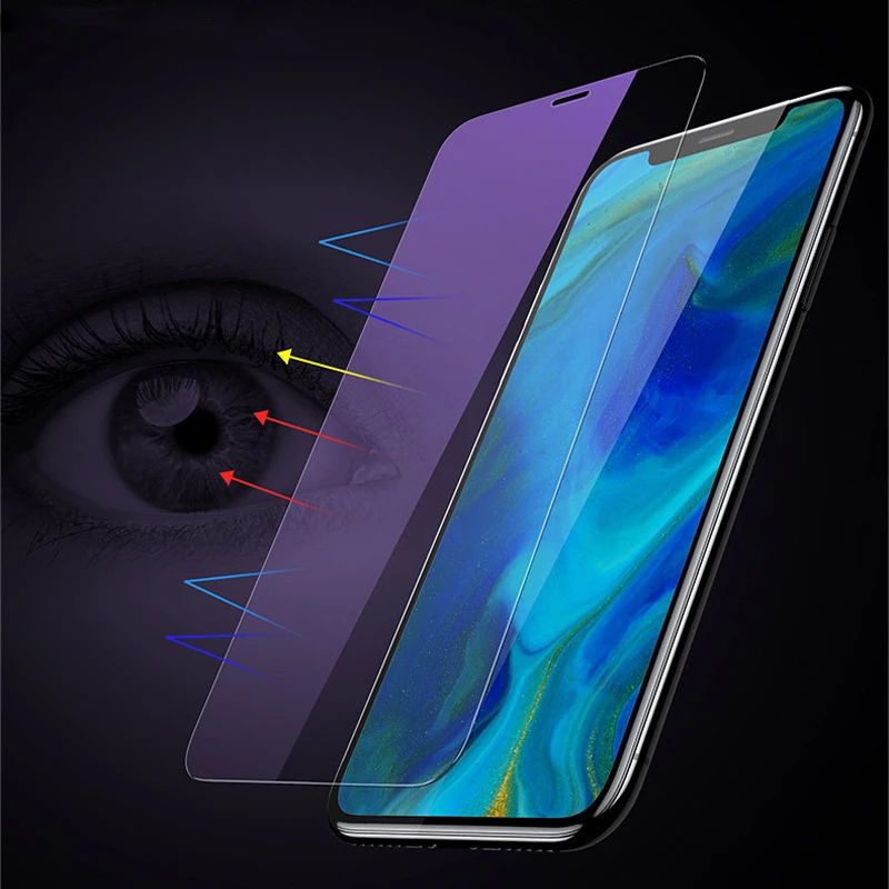 Защитная пленка 9H из закаленного стекла с защитой от Blu-Ray для iPhone 11 Pro X XR XS Max, Пурпурное стекло, защитная пленка