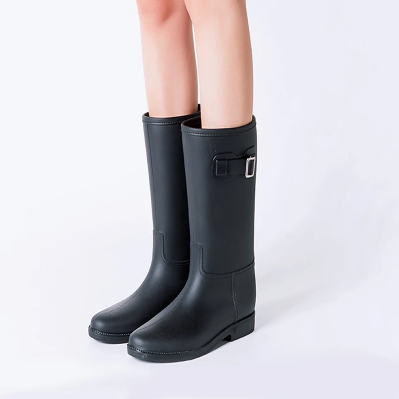 Rouroliu Square Heel Buckle Rainboots Non-Slip Waterproof Water Shoes Woman Wellies Mid-Calf Women Rain Boots RT294 Rouroliu Square Heel Buckle Rainboots Non-Slip Waterproof Water Shoes Woman Wellies Mid-Calf Women Rain Boots RT294