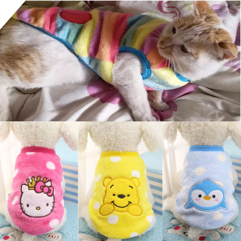 Autumn Winter Cat Clothes Cartoon Pet Clothing for Small Cats Outfits Coat Warm Soft Fleece
