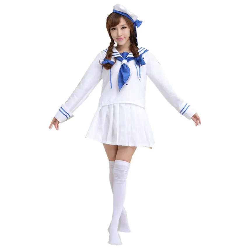 Japanese Cartoon Disfraces Ocean Original White Sailor Suit Female