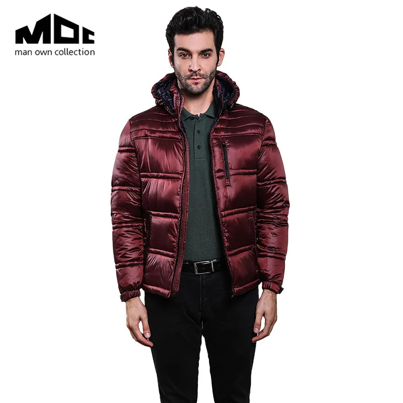 Man Cotton Parkas And Coats Red Wine Long Sleeved Outwear Short Bread ...