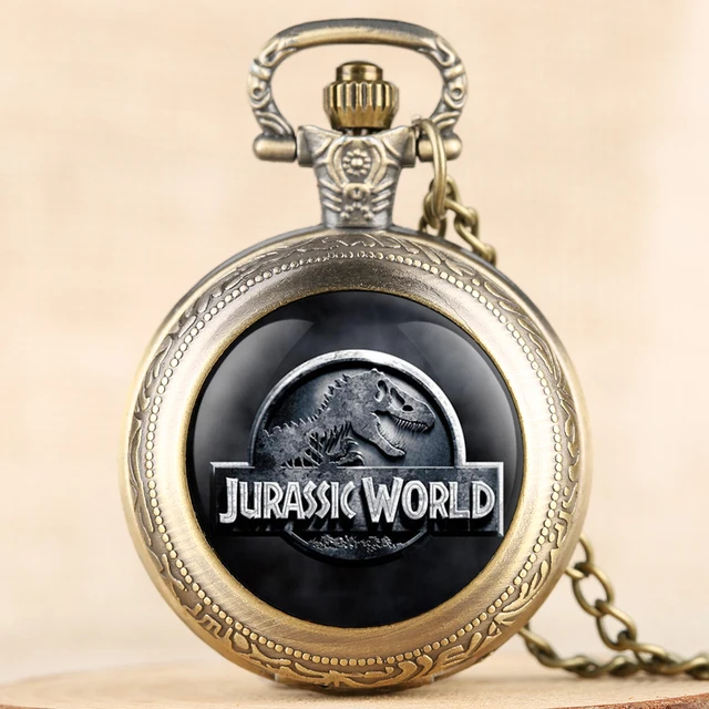Hot Movie Theme Jurassic World 2 Quartz Pocket Watches Dinosaur Pattern