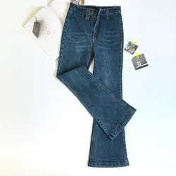 Новая горячая распродажа Винтаж Высокая талия джинсы женщина стрейч женский мыть джинсы Для женщин брюки-клеш для девочек ботильоны Длина