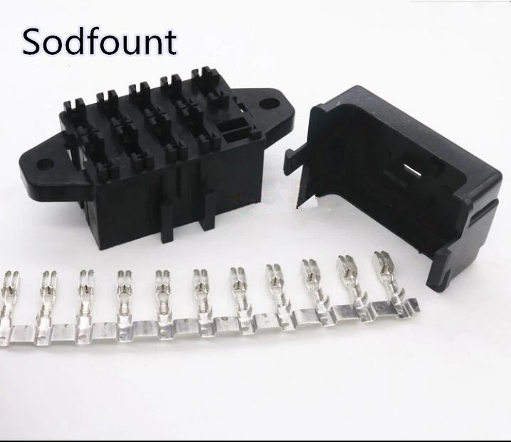 

Double Row 9 Loop Road Medium Auto Relay Fuse Box with 18pcs Terminals BX2091-1 Car Insurance Holder for cars, electric cars