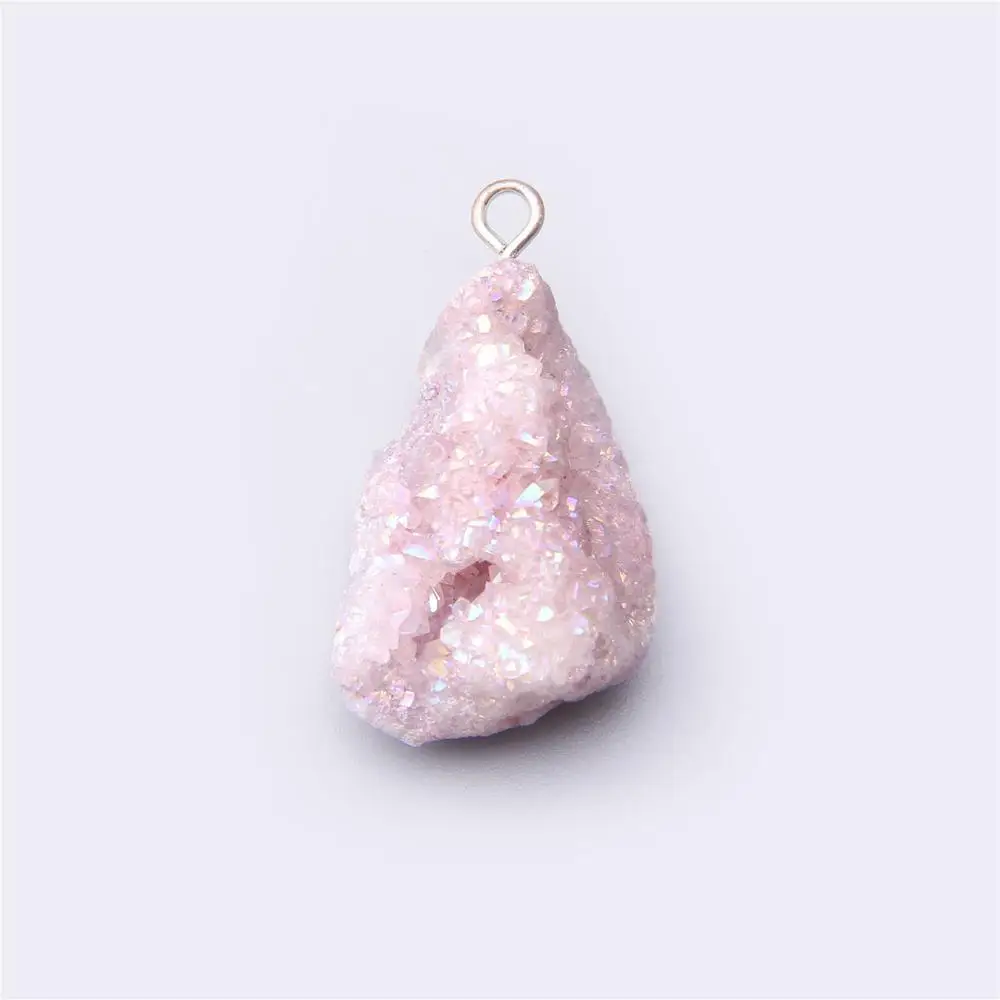 Natural Pink druzy Pendulum pendant Brazilian natural big pink Drusy Pendant Necklace women jewelry Making druzy jewelry gift