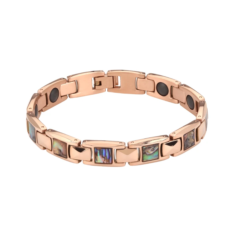 Balance Energy Magnetic jewelry Bangles Natural shell rose gold color Bio Health Care Therapy Bracelets for women (2)