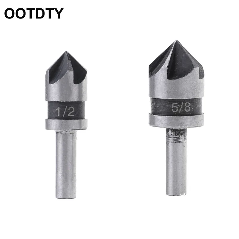 

2Pcs 82Degree 5 Flute 6mm Round Shank HSS Chamfer Chamfering End Mill Cutter Bit