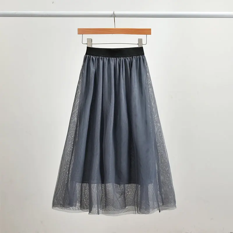 Детская одежда для девочек Летняя длинная юбка-пачка из тюля розовая однотонная Пышная юбка с оборками для От 2 до 14 лет плиссированная юбка принцессы из сетчатого материала - Цвет: gray