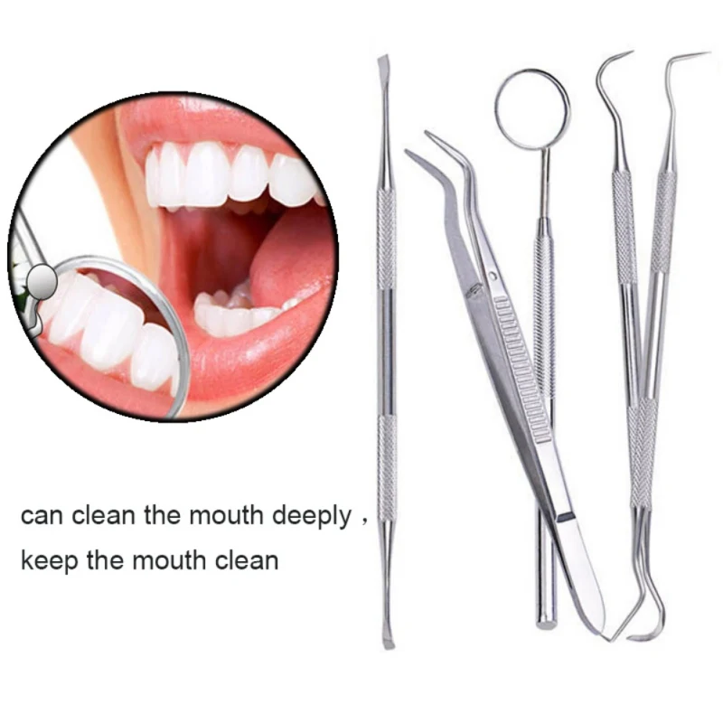 New Stainless Steel Dental Tool Set Kit Dentist Teeth Clean Hygiene Picks Scaler Mirror Oral