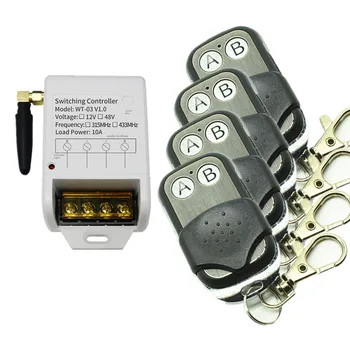 

DC12V 24V 36V 48V 1CH 1Channe Radio Remote Control Switch Receiver 4* Metal Push Button Transmitter Learning Code