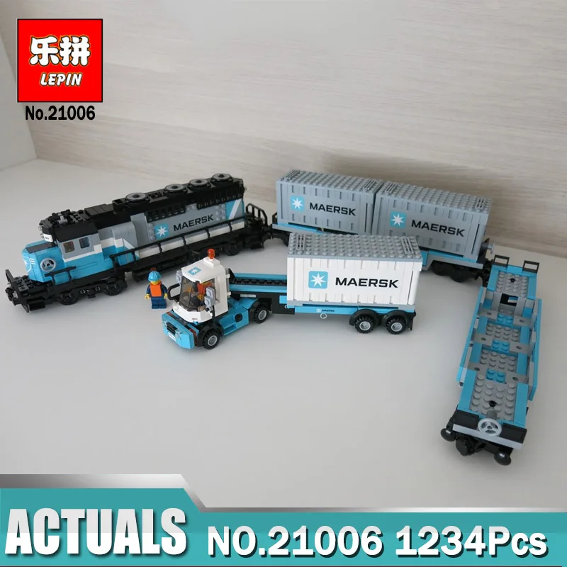 

Lepin 21006 city series The Maersk Train Model Building Blocks set Compatible legoing 10219 Train Toys for children