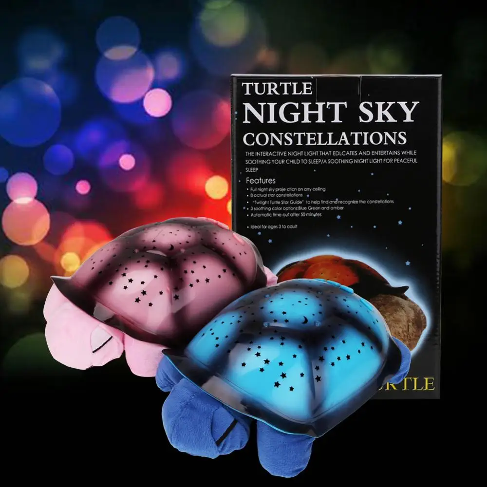 Night Lamp USB Powered Plush Bedroom Nightlight Coquimbo Sleeping Turtle Nursery Night Light With Baby Music Projector Star