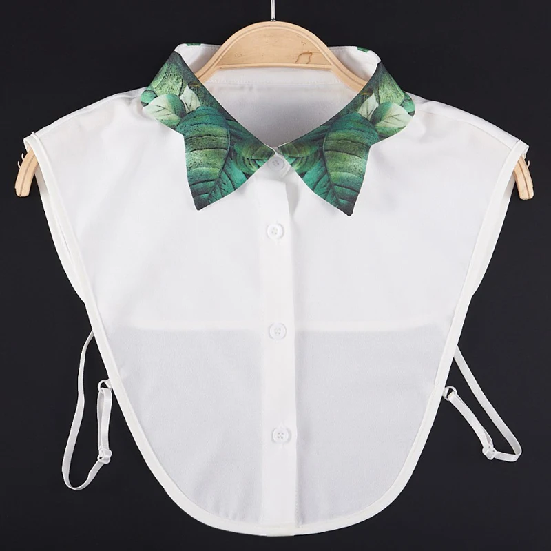 

OnnPnnQ New Women Print Fake Collar Fashion High Quality Green Leaf Female Detachable Collar Shirt Blouse Necklace Remove Collar