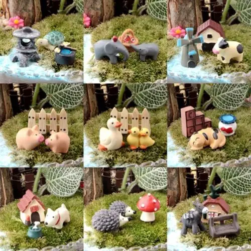 

Pig Turtle Duck windmill Hedgehog Cat Animal Miniature Garden Fairy Garden Ornament Miniature Resin Figurine Craft Plant supply