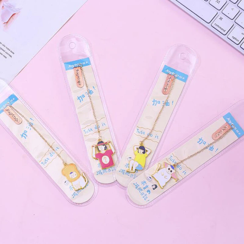 

1pc Kawaii Lazy Cat Metal Bookmark Cute Cherry Blossom Rabbit Bookmarks Books Paper Clips Marker Bookmark Office School Supplies
