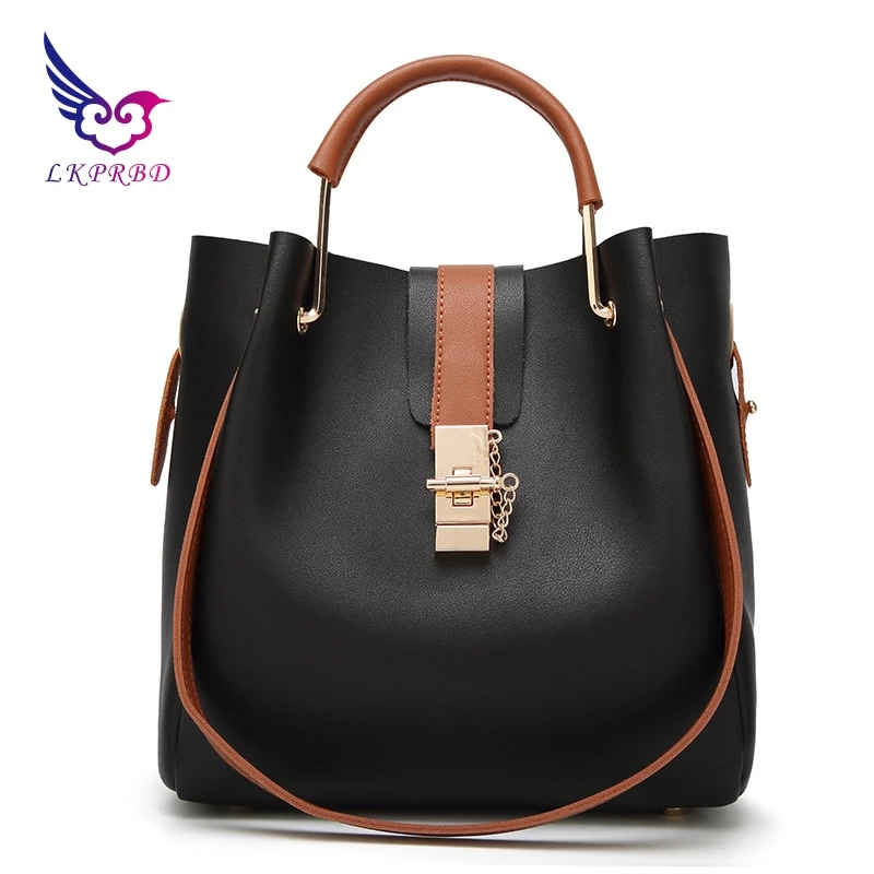 

LKPRBD 2018 female ring handle handbag ladies handbag bucket shaped picture of women's Fashion Shoulder Bag Messenger Bag