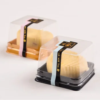 

500pcs 50g moon cake trays moon cake packaging boxes gold black plastic bottom transparent cover