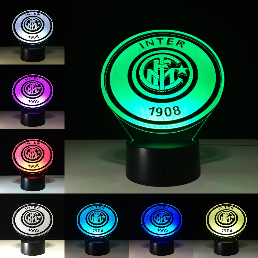 

ITALIA Inter FC Fans Milan 3D Soccer Lamp Juventus Club 7 Colorful Football Night Light Best Gifts for Kids Dad Friends Dropship