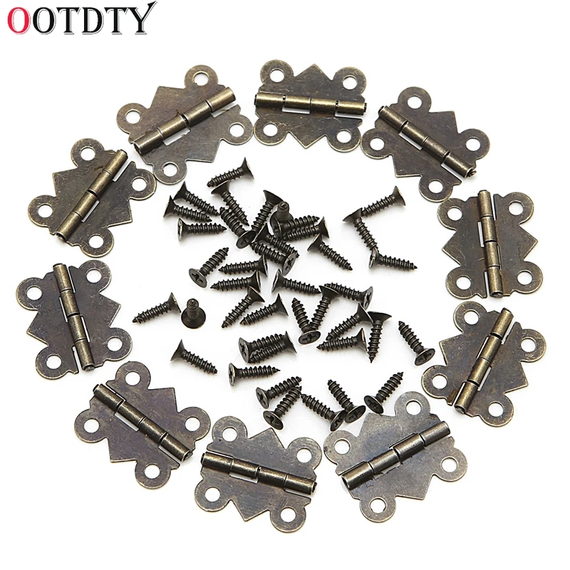 

OOTDTY 10x Mini Butterfly Door Cabinet Drawer Jewellery Box Hinge Furniture 20mm x17mm