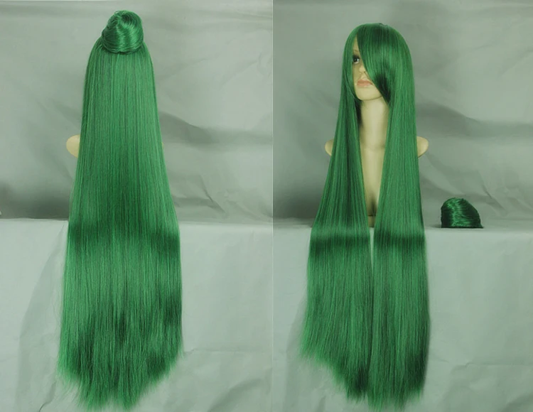 Аниме Сейлор Мун Meiou Setsuna 100 см длинные зеленые Сейлор Плуто термостойкие синтетические волосы Косплей Костюм парик+ шапка