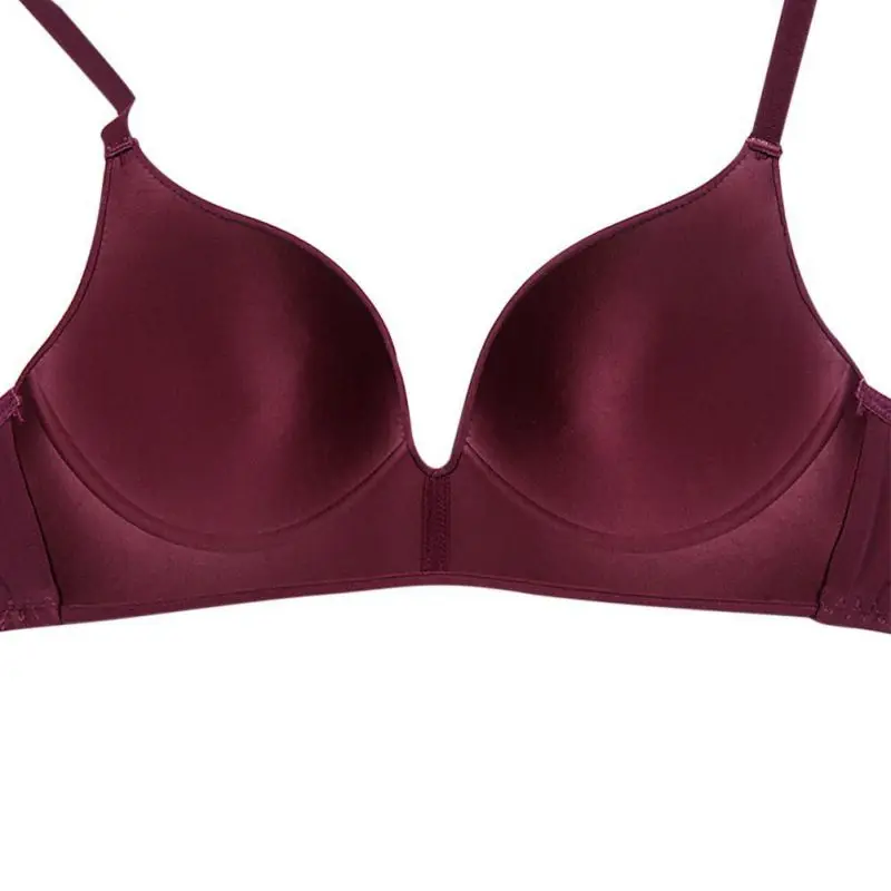 Women One-piece Bra Seamless Wire Free Bras Silk Soft bralette Thin padding Pink Beige Nude bralette