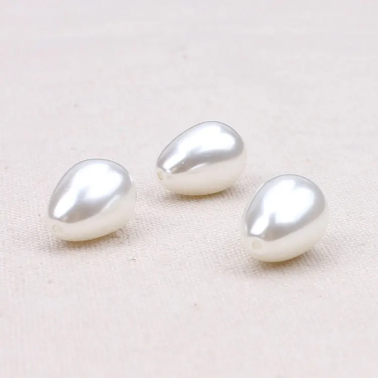

20pcs/lot 10*14mm Cream White 1 Hole Faux Imitation Plastic Tear Drop Pearl Beads