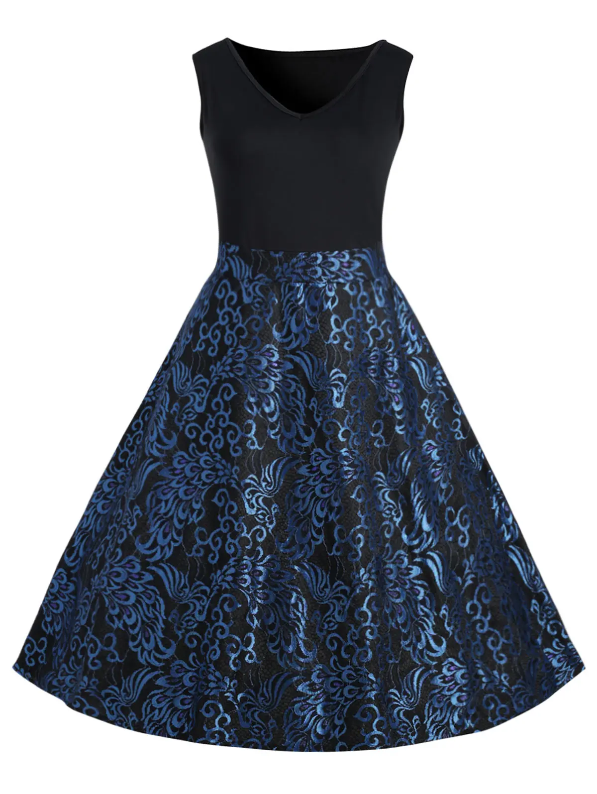 Gamiss Women Plus Size XL 5XL Paisley Midi 1950s Vintage Dress New